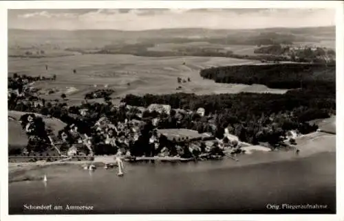 Ak Schondorf am Ammersee Oberbayern, Fliegeraufnahme