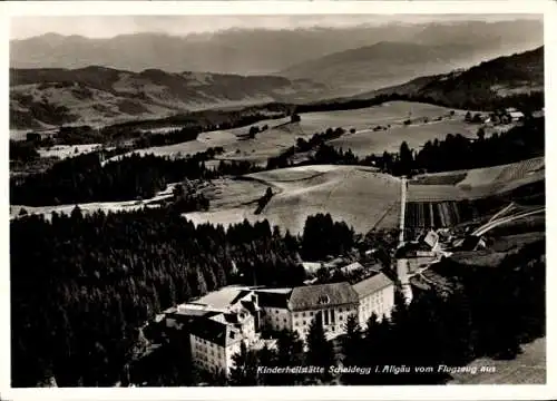 Ak Scheidegg im Allgäu Schwaben, Fliegeraufnahme, Kinderheilstätte