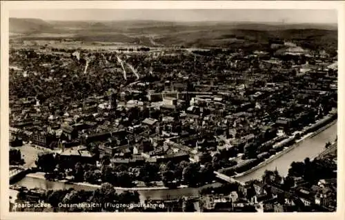 Ak Saarbrücken im Saarland, Fliegeraufnahme