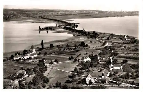 Ak Oberzell Insel Reichenau im Bodensee, Fliegeraufnahme