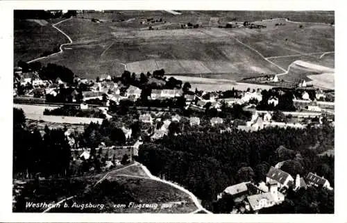 Ak Westheim bei Augsburg Neusäß in Schwaben, Fliegeraufnahme