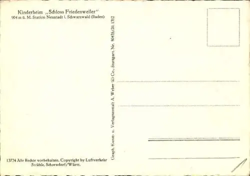 Ak Friedenweiler im Schwarzwald, Fliegeraufnahme, Kinderheim Schloss Friedenweiler