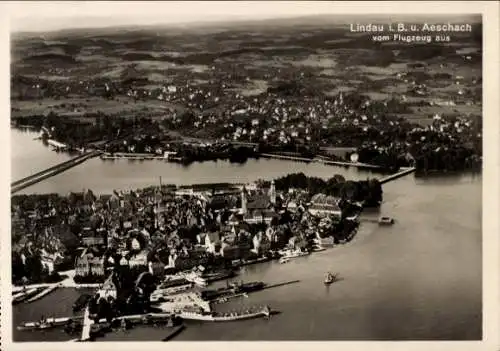 Ak Lindau am Bodensee Schwaben, Fliegeraufnahme, Aeschach