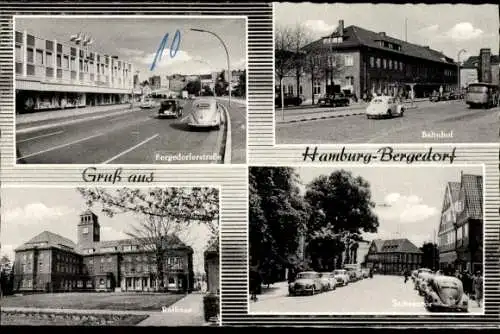 Ak Hamburg Bergedorf, Bergedorferstraße, Bahnhof, Rathaus, Sachsentor