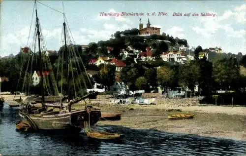 Ak Hamburg Altona Blankenese, Süllberg, Schiff, Boote