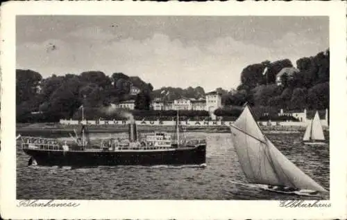 Ak Hamburg Altona Blankenese, Elbkurhaus, Dampfer