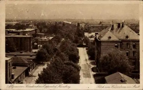 Ak Hamburg Nord Eppendorf, Allgemeines Krankenhaus, Blick vom Wasserturm zur Stadt