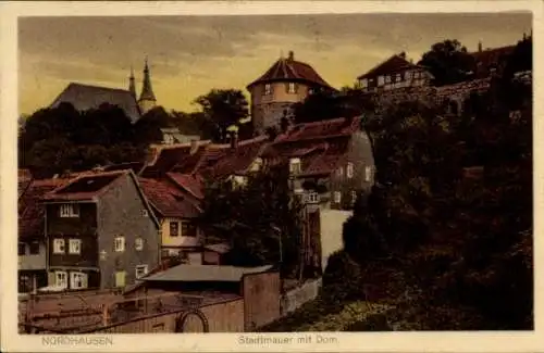 Ak Nordhausen am Harz, Stadtmauer mit Dom