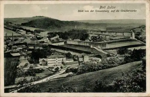 Ak Bad Sulza Thüringen, Blick von der Sonnenburg auf die Gradierwerke