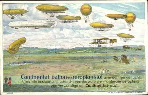 Ak Reklame, Continental Ballon- und Aeroplanstoff, Zeppelin