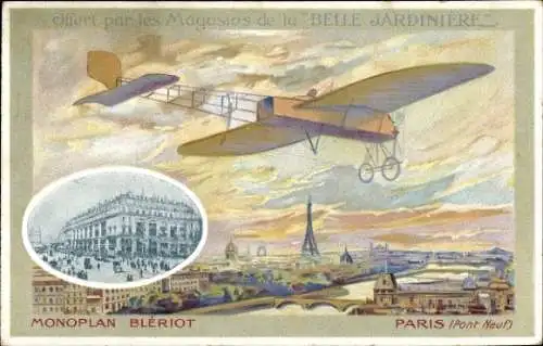 Ak Paris, Monoplan Bleriot, Magasins de la Belle Jardinire