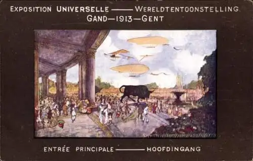 Passepartout Ak Gand Gent Ostflandern, Exposition Universelle 1913, Entree Principale