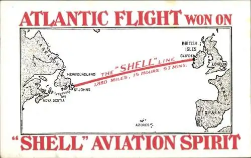 Ak Atlantic Flight won on Shell Aviation Spirit, Alcock, Brown, Vickers Vimy