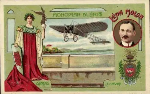 Ak Monoplan Bleriot, Leon Molon, Arras, Le Havre