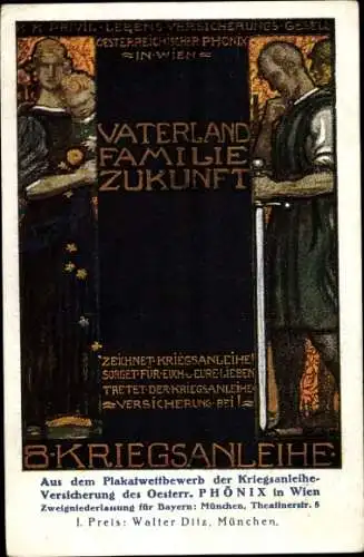 Ak Österr. Phönix in Wien, Lebensversicherung, Kriegsanleihe-Versicherung, 8. Kriegsanleihe