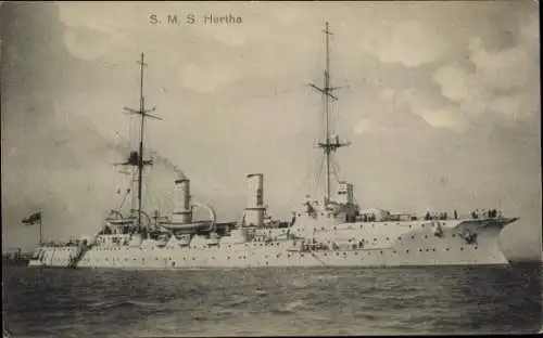 Ak Deutsches Kriegsschiff, SMS Hertha, Großer Kreuzer