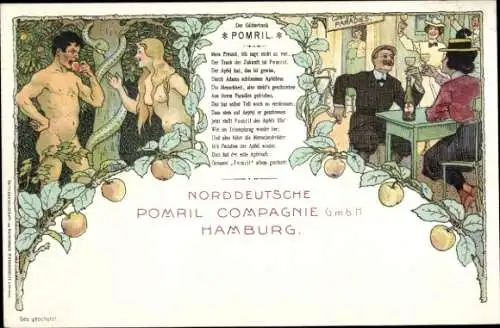 Litho Norddeutsche Pomril Compagnie GmbH Hamburg, Adam und Eva, Reklame