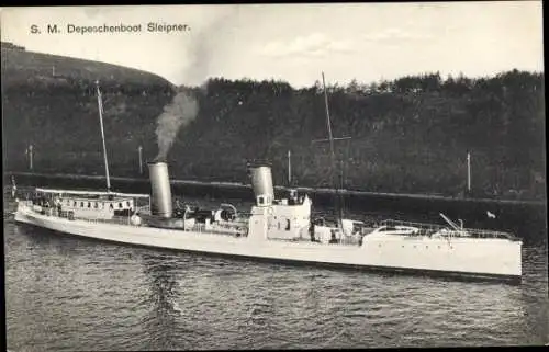 Ak Deutsches Kriegsschiff, SM Depeschenboot Sleipner, Kaiserliche Marine