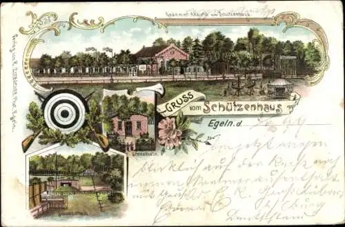 Litho Egeln im Salzlandkreis, Schützenhaus, Schießhalle