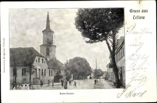 Ak Teltow in Brandenburg, Breite Straße, Kirche, Geschäftshaus, Kinder