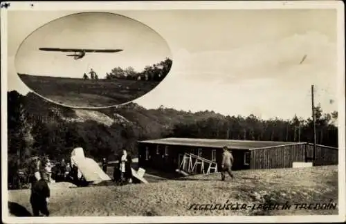 Ak Trebbin im Kreis Teltow Fläming, Segelflieger Lager, Segelflugzeug