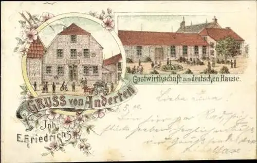 Litho Anderten Hannover in Niedersachsen, Gastwirtschaft zum deutschen Hause