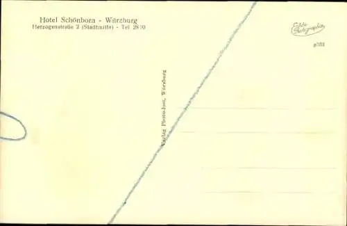 Ak Würzburg am Main Unterfranken, Hotel Schönborn, Herzogenstraße 2