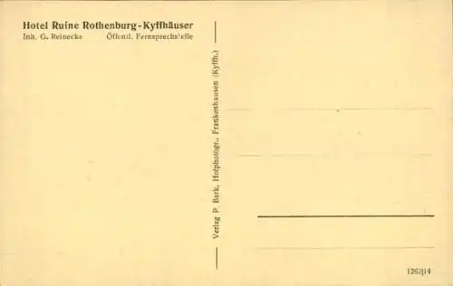 Ak Steinthaleben Kyffhäuserland in Thüringen, Rothenburg, Hotel-Ruine