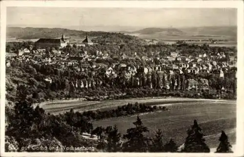 Ak Gotha in Thüringen, Panorama vom Ort, Wachsenburg