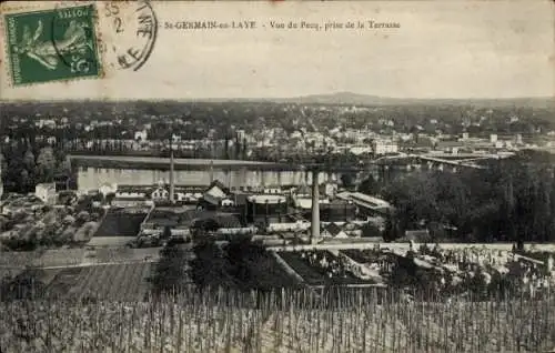 Ak Saint Germain en Laye Yvelines, Blick auf Pecq, aufgenommen von der Terrasse