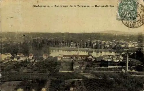 Ak Saint Germain en Laye en Ivelines, Panorama von der Terrasse, Mont Valerien