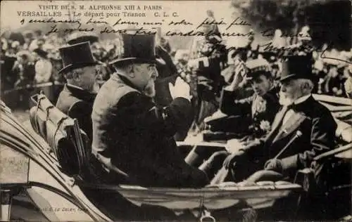 Ak Versailles Yvelines, Besuch von HM Alphonse XIII. in Paris, Émile Loubet