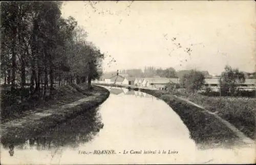 Ak Roanne Loire, Der Seitenkanal der Loire