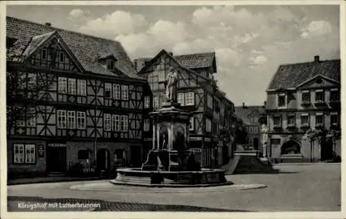 Ak Nordhausen am Harz, Königshof mit Lutherbrunnen