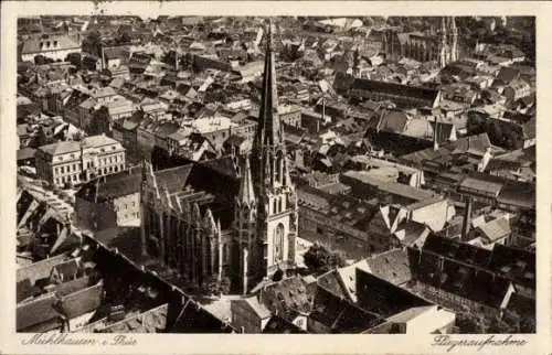 Ak Mühlhausen in Thüringen, Totalansicht, Fliegeraufnahme, Kirche