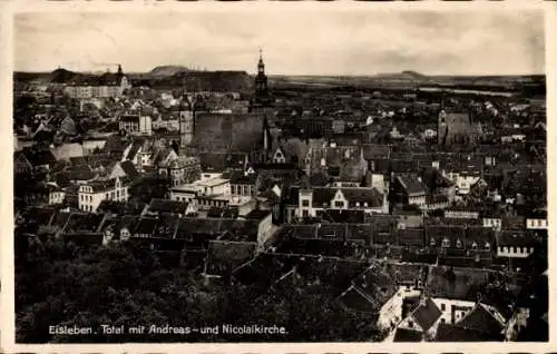 Ak Lutherstadt Eisleben, Totalansicht, Andreaskirche, Nicolaikirche