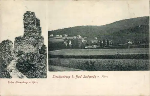 Ak Stecklenberg Thale im Harz, Ruine Stecklenburg, Ruine Lauenburg