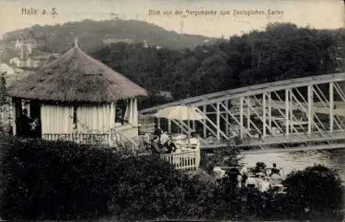 Ak Halle an der Saale, Zoologischer Garten, Blick von der Bergschänke