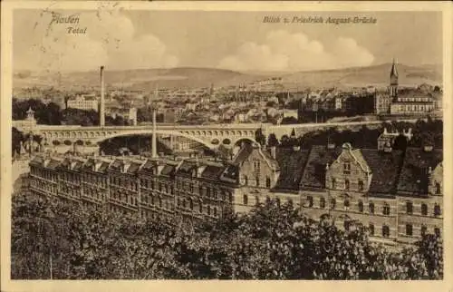 Ak Plauen im Vogtland, Panorama, Friedrich-August-Brücke