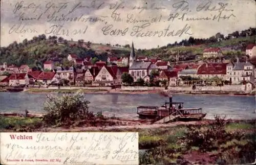 Ak Wehlen Bernkastel Kues an der Mosel, Totalansicht, Fähre