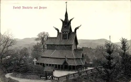 Ak Bergen Norwegen, Fantoft-Stavkirke