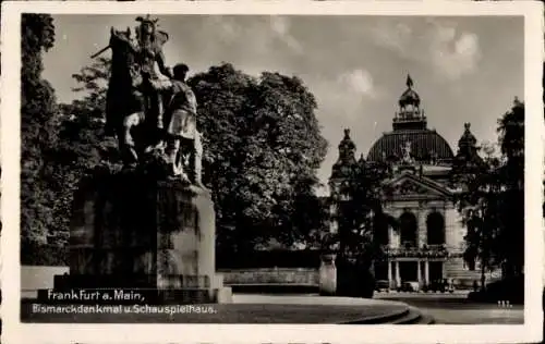 Ak Frankfurt am Main, Bismarckdenkmal, Schauspielhaus