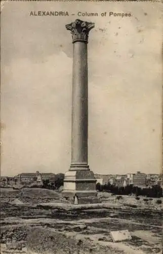 Ak Alexandria Ägypten, Pompeiussäule