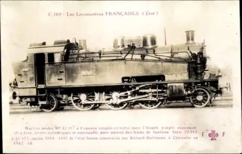 Ak Französische Eisenbahn, Etat, Dampflok No. 32.917, Tender