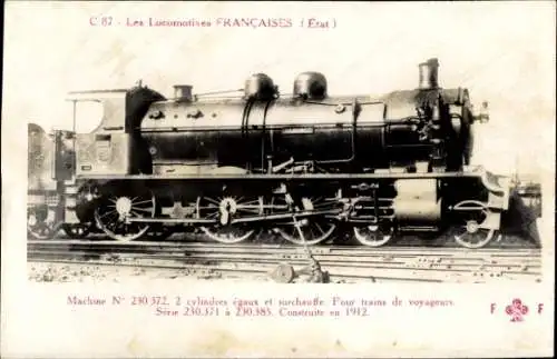 Ak Französische Eisenbahn, Etat, Dampflok Nr. 230 372