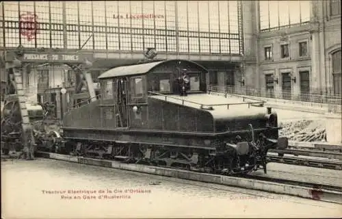 Ak Les Locomotives, Tracteur Électrique de la Cie d'Orléans, Gare d'Austerlitz