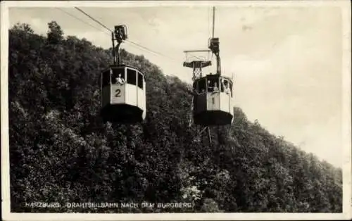 Ak Bad Harzburg am Harz, Drahtseilbahn, Burgberg, Gondeln