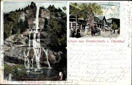 Ak Goslar in Niedersachsen, Romkerhalle und Staubbach im Okertal, Wasserfall