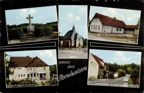 Ak Ikenhausen Willebadessen in Westfalen, Ehrenmal, Schule, Kapelle, Gasthof Konrad Jochheim