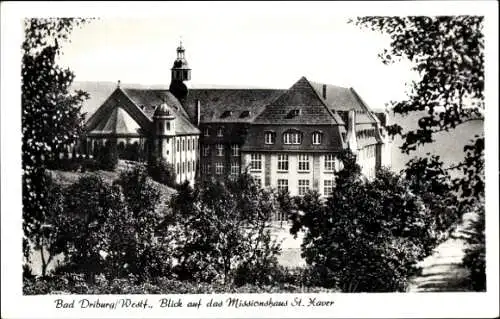 Ak Bad Driburg in Westfalen, Missionshaus St. Xaver, Blick vom Garten